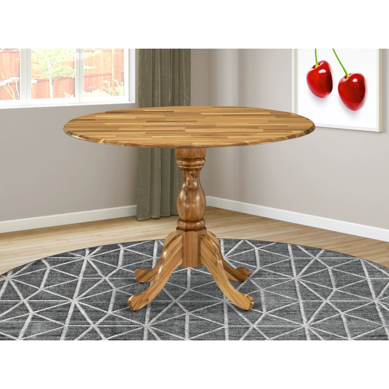 Charlton Home® Alister Drop Leaf Rubberwood Solid Wood Pedestal Dining